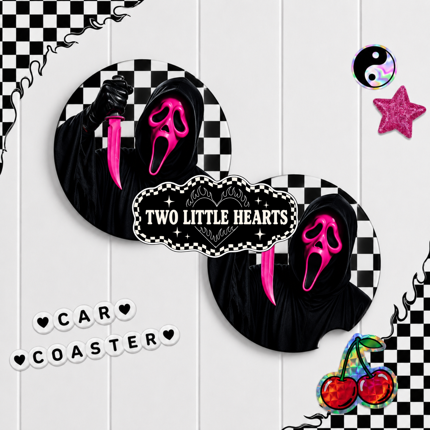 Pink slasher Car Coaster