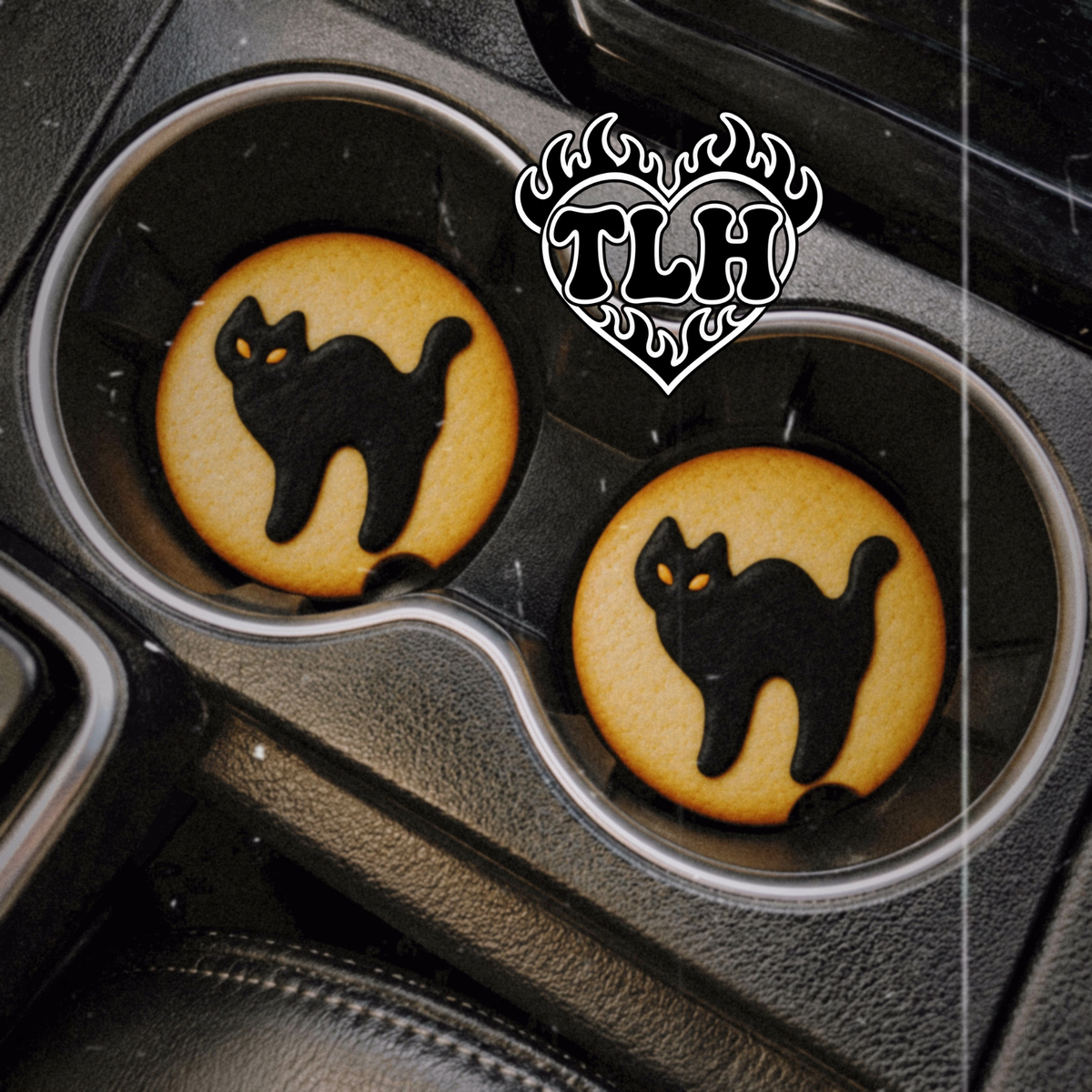 Spooky cat Cookie Car coaster