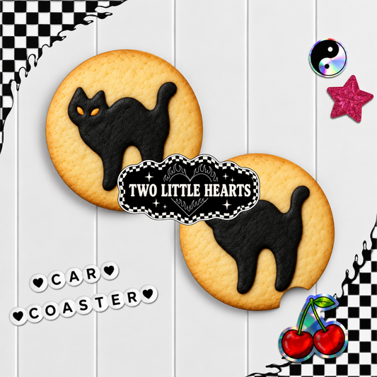 Spooky cat Cookie Car coaster