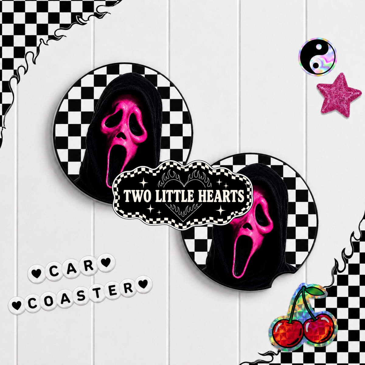 Pink Mask Car Coaster