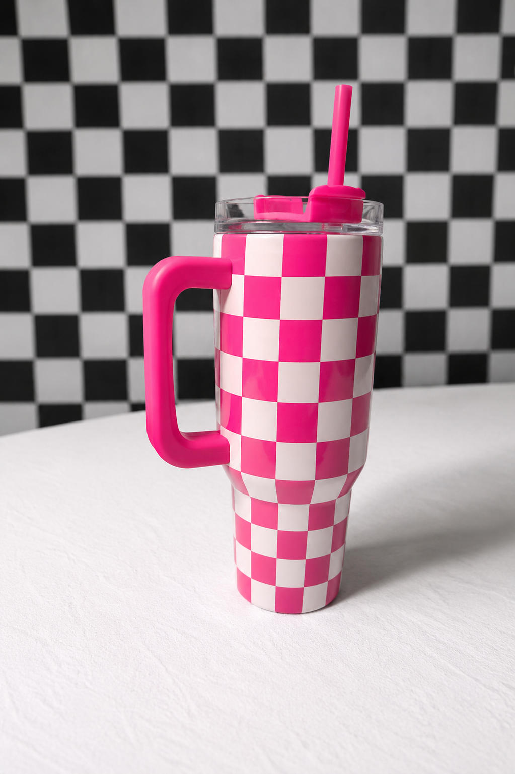 40oz Pink Checkered
